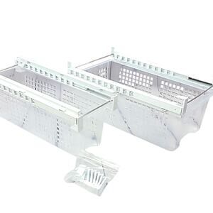 QVC Refrigerator Drawers with Rail, white and clear plastic NIB